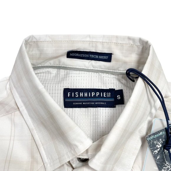 Fish Hippie Migration Tech Plaid Short Sleeve Button Up Shirt- Mens Small- NWT - Picture 3 of 10